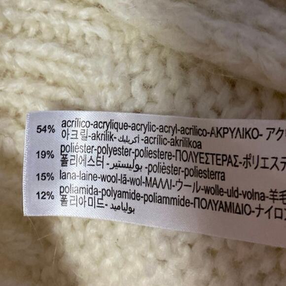 Zara Women's Cream Wool Long Sleeve Mock Neck Knit Pullover Sweater Top Size L - Picture 4 of 4